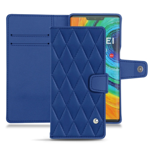 Capa em pele Huawei Mate 30 ProBleu océan - Couture ( Nappa - Pantone #15458a) 