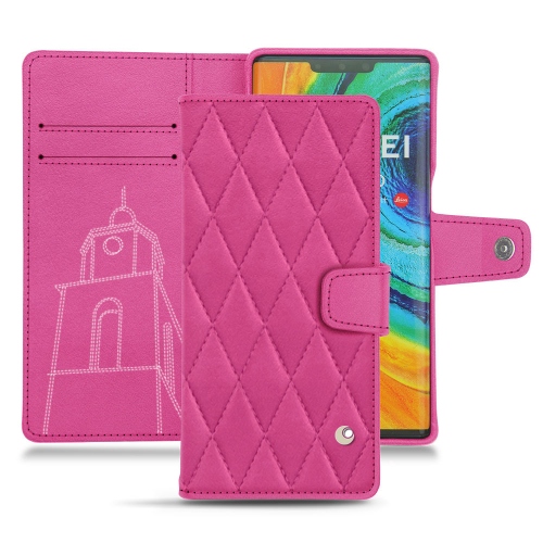Huawei Mate 30 Pro - Habillez avec style votre appareil mobile avec des housses de luxe en cuir Rose BB - Couture ( Pantone #DB599F )