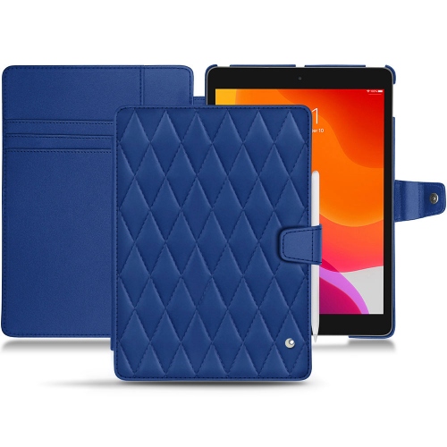 가죽 커버 Apple iPad 10.2" (2019 / 2020 / 2021)Bleu océan - Couture ( Nappa - Pantone #15458a) 