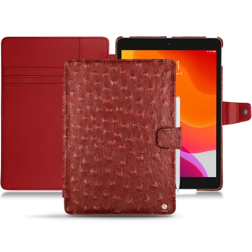 Apple iPad 10.2" (2019 / 2020 / 2021) leather caseAutruche ciliegia ( Pantone #a4343a ) 