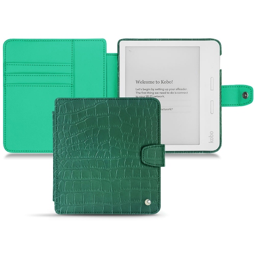 Housse cuir Kobo Libra H2OCrocodile pino ( Pantone #173F35 ) 