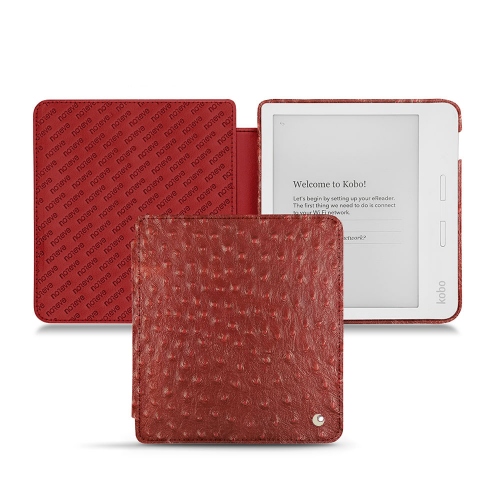 Custodia in pelle Kobo Libra H2OAutruche ciliegia ( Pantone #a4343a ) 