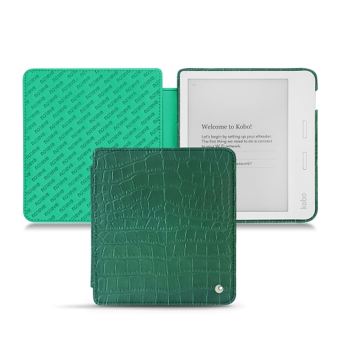 Custodia in pelle Kobo Libra H2OCrocodile pino ( Pantone #173F35 ) 