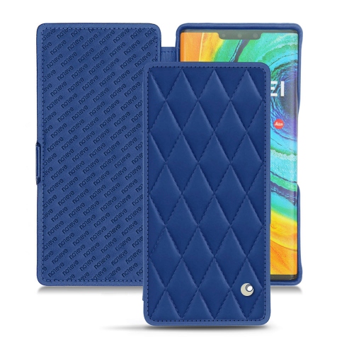 Huawei Mate 30 Pro leather casesBleu océan - Couture ( Nappa - Pantone #15458a) 