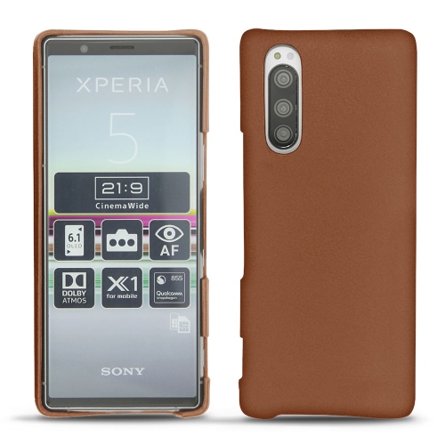 가죽 커버 Sony Xperia 5Marron ( Nappa - Pantone #8B4720 ) 
