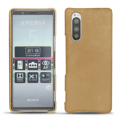 Capa em pele Sony Xperia 5Sable vintage ( Pantone #9b7340 ) 