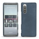 가죽 커버 Sony Xperia 5 - Jean vintage ( Roughtcut - Pantone 285U  ) 