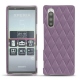Coque cuir Sony Xperia 5 - Lilas - Couture ( Nappa - Pantone 2645U ) 