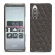 Coque cuir Sony Xperia 5 - Anthracite - Couture ( Pantone 424C ) 