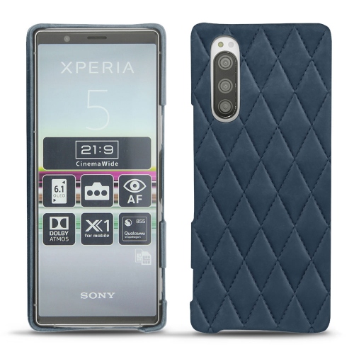 Capa em pele Sony Xperia 5Jean vintage - Couture ( Pantone #2f414f  ) 