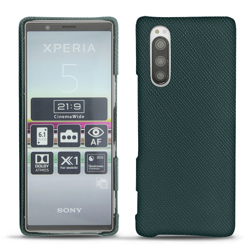 Lederschutzhülle Sony Xperia 5Vert séduisant ( Pantone #1d3c34 ) 
