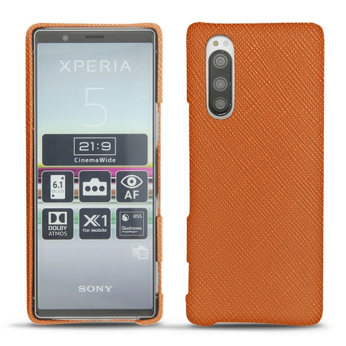 Lederschutzhülle Sony Xperia 5Orange vibrant ( Pantone #e36b39 ) 