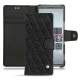 レザーケース Sony Xperia 5 - Ebène - Couture ( Sleek P C12 - Black ) 