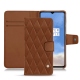 Funda de piel OnePlus 7T - Marron - Couture ( Nappa - Pantone 1615C ) 