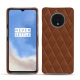 Coque cuir OnePlus 7T - Marron - Couture ( Nappa - Pantone 1615C ) 