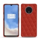 Coque cuir OnePlus 7T - Papaye - Couture ( Pantone 180C ) 