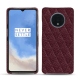 OnePlus 7T leather cover - Lie de vin - Couture ( Pantone 5115C ) 