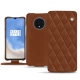 Funda de piel OnePlus 7T - Marron - Couture ( Nappa - Pantone 1615C ) 