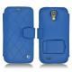 Lederschutzhülle Samsung GT-i9500 Galaxy S IV - Bleu océan - Couture ( Nappa - Pantone 293C ) 