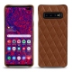 Coque cuir Samsung Galaxy S10 5G - Marron - Couture ( Nappa - Pantone 1615C ) 