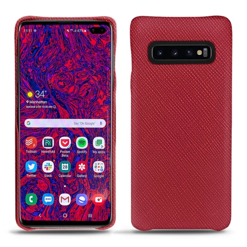 가죽 커버 Samsung Galaxy S10 5GRouge passion ( Pantone #a6192e ) 