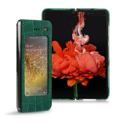 가죽 커버 Samsung Galaxy FoldCrocodile pino ( Pantone #173F35 ) 