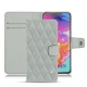 硬质真皮保护套 Samsung Galaxy A70 - Gris - Couture ( Nappa - Pantone W428C ) 