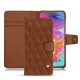 Housse cuir Samsung Galaxy A70 - Marron - Couture ( Nappa - Pantone 1615C ) 