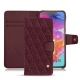 Housse cuir Samsung Galaxy A70 - Lie de vin - Couture ( Pantone 5115C ) 