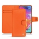Samsung Galaxy A70 leather case - Orange fluo