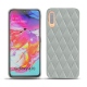 Samsung Galaxy A70 leather cover - Gris - Couture ( Nappa - Pantone W428C ) 