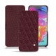 Samsung Galaxy A70 leather case - Lie de vin - Couture ( Pantone 5115C ) 
