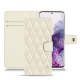 Samsung Galaxy S20 leather case - Blanc - Couture ( Bologna - White ) 