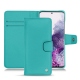 Samsung Galaxy S20 leather case - Bleu fluo