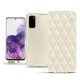 Samsung Galaxy S20 leather case - Blanc - Couture ( Bologna - White ) 