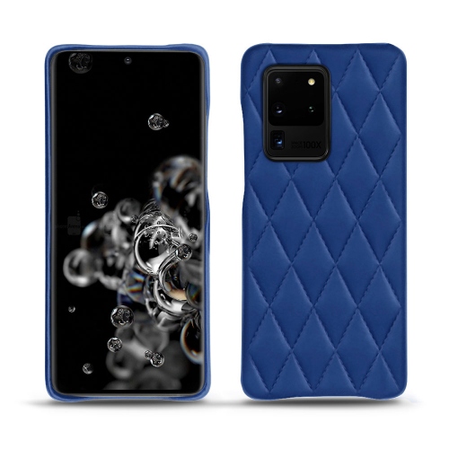 レザーケース Samsung Galaxy S20 Ultra 5GBleu océan - Couture ( Nappa - Pantone #15458a) 