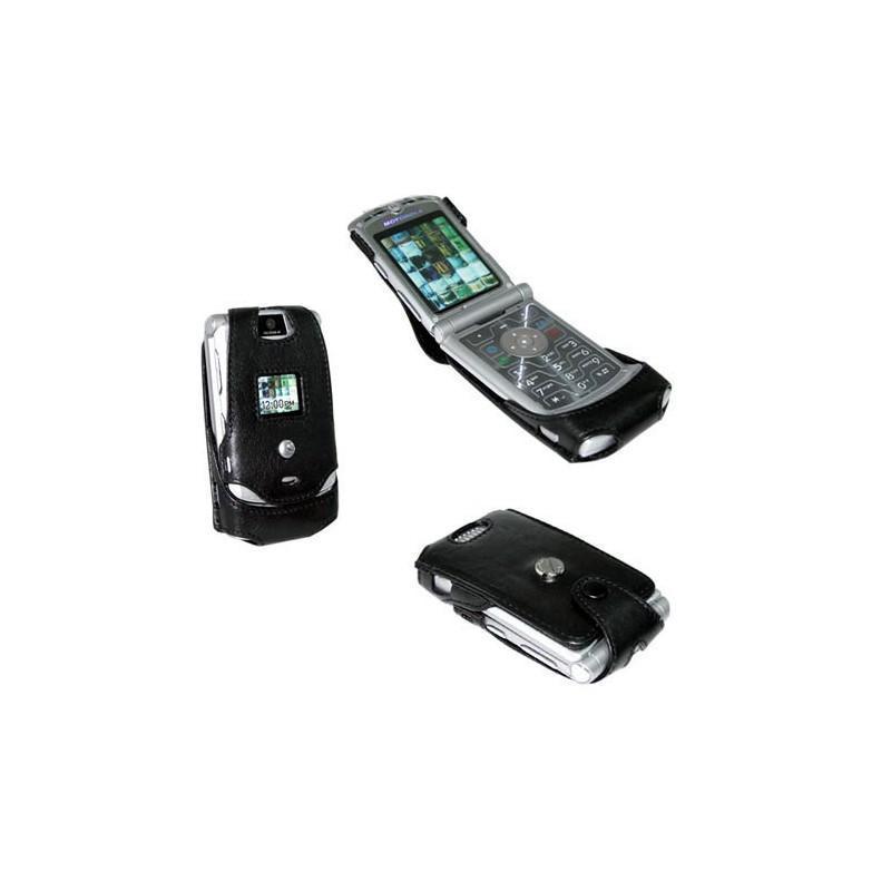 Etui cuir Motorola RAZR V3  - Noir ( Nappa - Black ) 