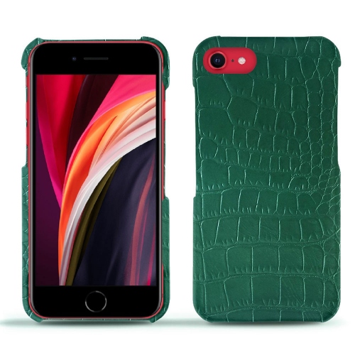 Las mejores fundas de piel para Apple iPhone SE (2020/2022)Crocodile pino ( Pantone #173F35 ) 