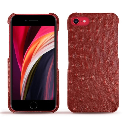 Le meilleur des coques en cuir pour Apple iPhone SE (2020/2022)Autruche ciliegia ( Pantone #a4343a ) 