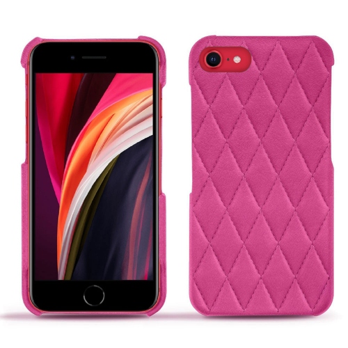 Le meilleur des coques en cuir pour Apple iPhone SE (2020/2022)Rose BB - Couture ( Pantone #DB599F )