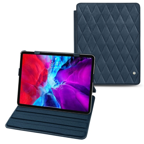 Premium leather cases for iPad Pro 12.9'' 2020Jean vintage - Couture ( Pantone #2f414f  ) 