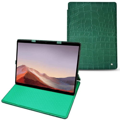 Lederschutzhülle Microsoft Surface Pro XCrocodile pino ( Pantone #173F35 ) 