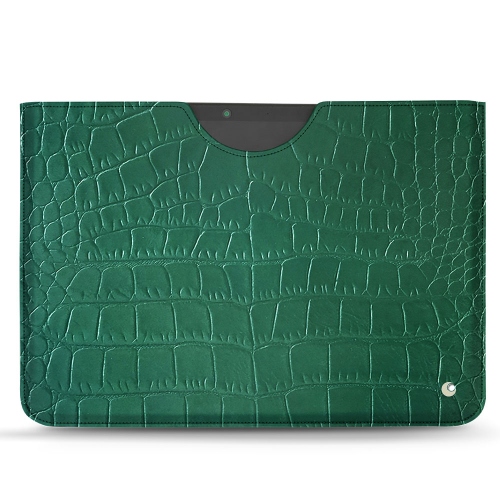 Choose Noreve for your leather tablet pouchesCrocodile pino ( Pantone #173F35 ) 