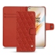 OnePlus 8 Pro leather case - Papaye - Couture ( Pantone 180C ) 