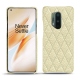 가죽 커버 OnePlus 8 Pro - Ivoire - Couture ( Sleek P C12 - White ) 