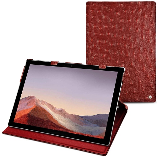 Custodia in pelle Microsoft Surface Pro 7Autruche ciliegia ( Pantone #a4343a ) 
