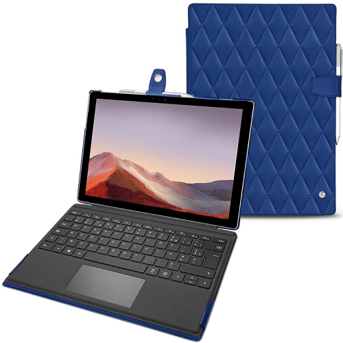 Housse cuir Microsoft Surface Pro 7Bleu océan - Couture ( Nappa - Pantone #15458a) 