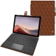 Housse cuir Microsoft Surface Pro 7 - Marron - Couture ( Nappa - Pantone 1615C ) 