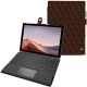 Housse cuir Microsoft Surface Pro 7 - Châtaigne - Couture ( Pantone 476C ) 