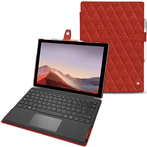 Housse cuir Microsoft Surface Pro 7Papaye - Couture ( Pantone #b54317 ) 